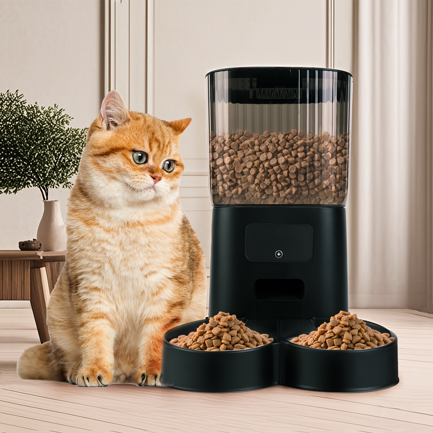 5L Smart Pet Feeder with 2K Camera & Night Vision – WiFi Enabled Automatic Cat and Dog Food Dispenser, Detachable for Easy Cleaning, Large Capacity for Multiple Pets, Includes 2 Stainless Steel Bowls, Automatic Pet Feeder