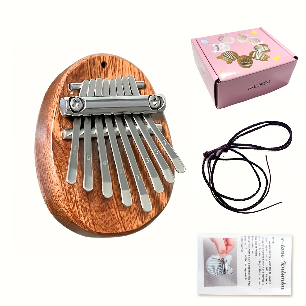 Mini Kalimba Thumb Piano 8-Key Wooden with Hanging Rope, Exquisite Finger Piano Instrument, Ideal Gift for Friends, Valentine'S Day, Adult Beginners