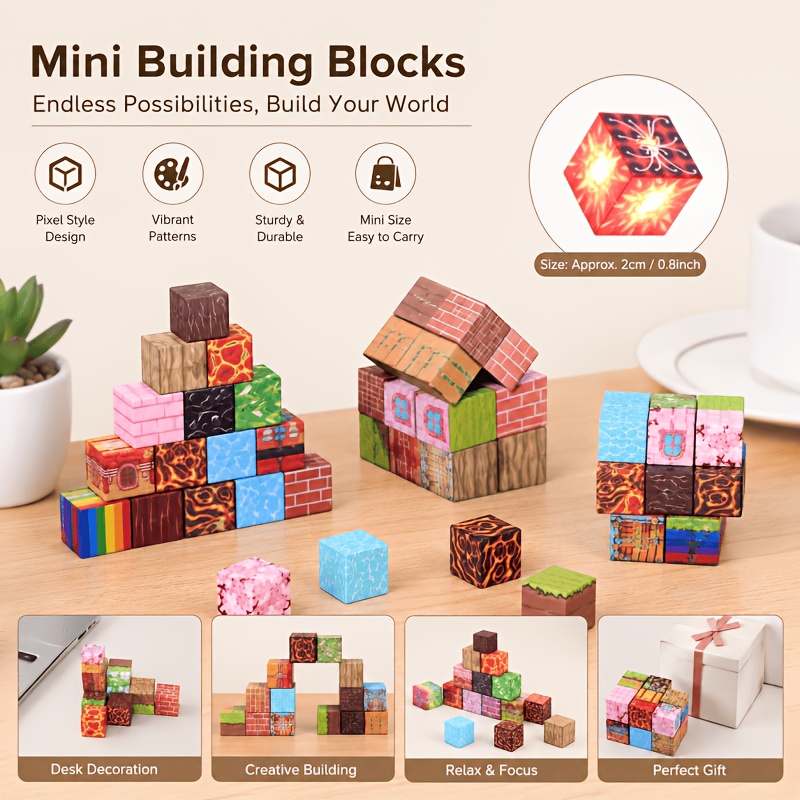 200pcs Magnetic Building Blocks, 2cm Large Particles Assembly Toy