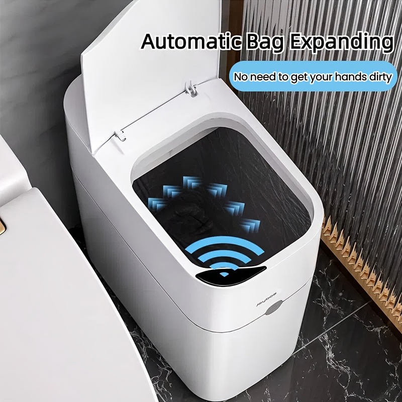 TEMU 2.37 Gal Bathroom Trash Can With Lid, Automatic Trash Can Touchless, Slim Motion Sensor Plastic Trash Bins For Bedroom Office Kitchen Toilet