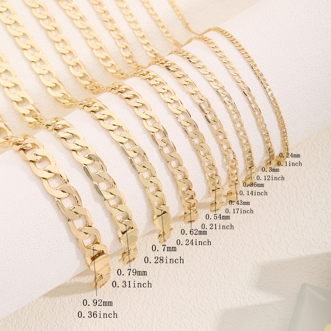 TEMU 1pc Pulsera Cadena de Chapado en Oro de 14K, Opciones de Múltiples Tamaños Disponibles, Unisex Apilable, Joyería para Fiestas, Pulsera para