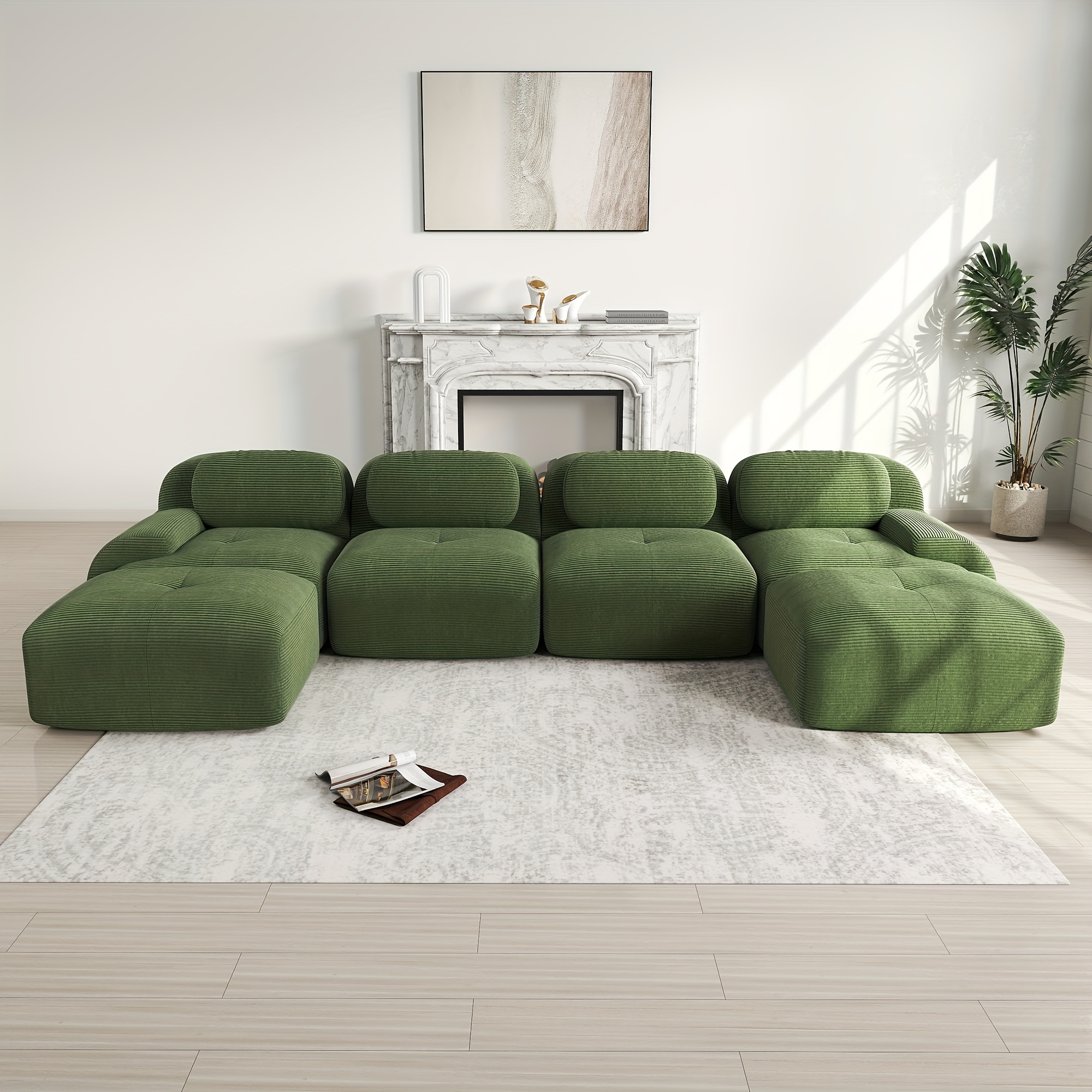TEMU A Modular U-shaped Sofa Bed That Requires No Assembly, Features A Sleep Function, Has Extra-wide Armrests, And Is Ergonomically Designed For