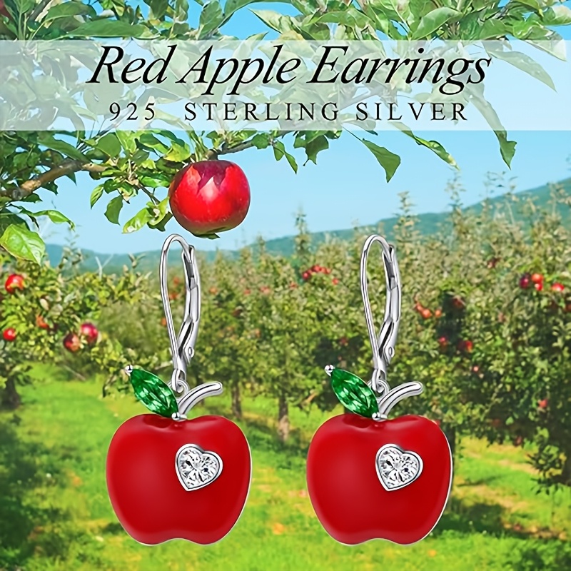 Women's S925 Sterling Silvery Red Apple Ear Cuffs