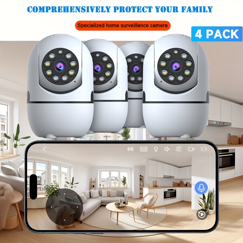 4pcs Wireless Security Camera Indoor with 355° Pan & Tilt, Night Vision, Motion Detection, 2-Way Talk, Baby/Pet Monitor, 2.4/5G WiFi, Support Cloud & Max. 256G SD Stroage, Alexa Compatible 2 4pcs Wireless Security Camera Indoor with 355° Pan & Tilt, Night Vision, Motion Detection, 2-Way Talk, Baby/Pet Monitor, 2.4/5G WiFi, Support Cloud & Max. 256G SD Stroage, Alexa Compatible - Image 2