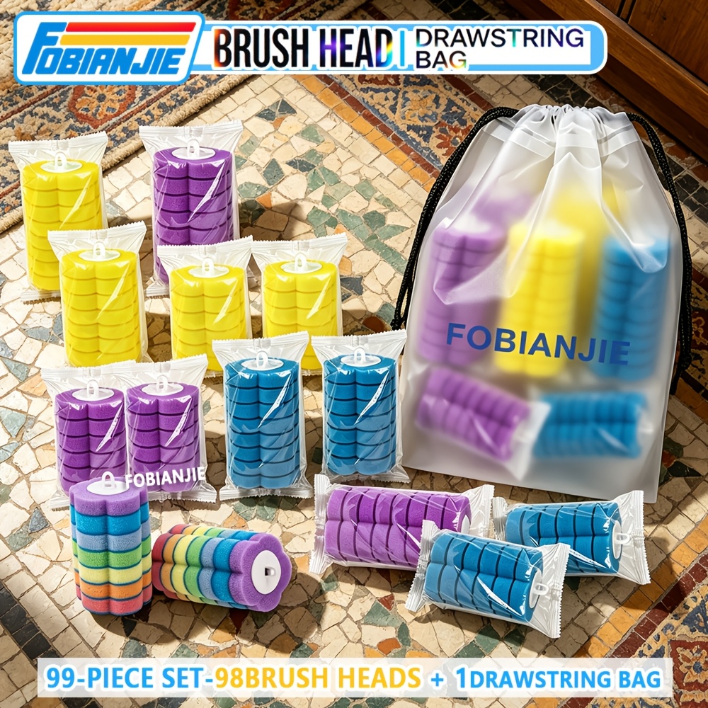 TEMU FOBIANJIE Emballage en Grande Quantité Têtes de Brosse et Sac de Rangement, Sac d'Emballage Transparent Multicolore Têtes de Brosse de Toilette