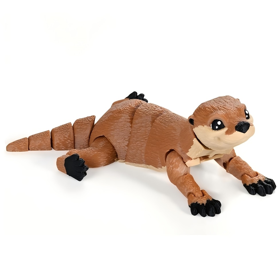 TEMU 3d Printed Multi-jointed Articulated Otter Figurine - Realistic - Aquatic Wildlife Collectible Trendy Toy - Stress- Creative Holiday Gift