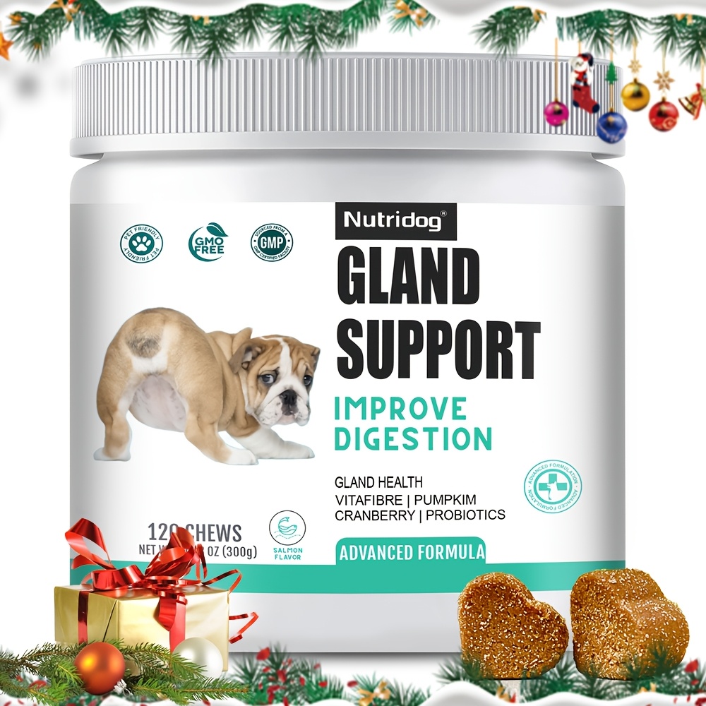 TEMU 10.58oz Nutridog Anal Gland Soft Chew Treats With Pumpkin For Dogs Digestive Enzymes, Probiotics Fiber Supplement For Dogs Boot The Scoot ( Salmon Chews, 120ct)