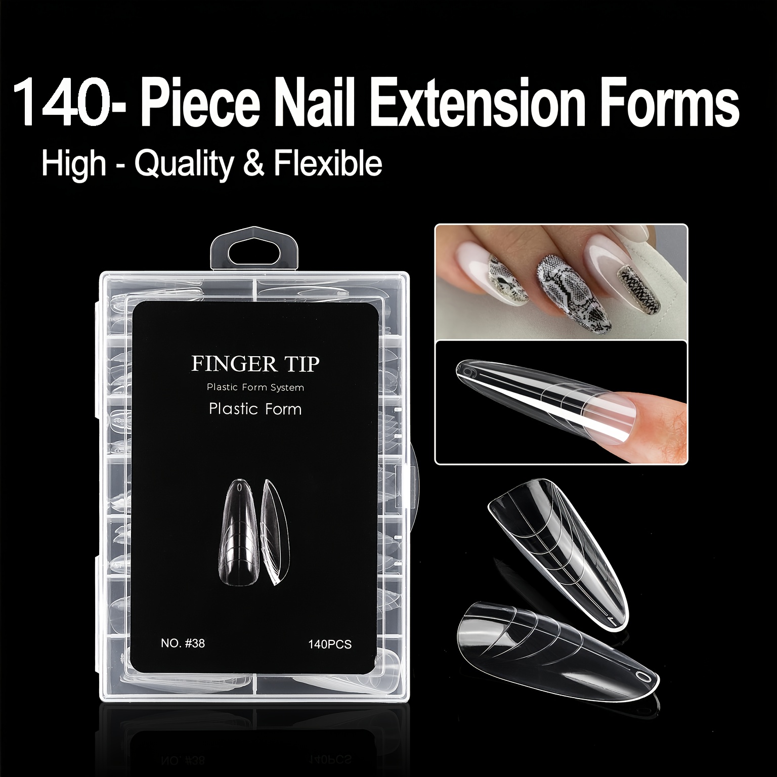 140pcs High-quality Nail Tips, False Nails With Scallops, Durable Material, 14 Sizes For Sweet And Cool , Professional Nail Art Tools Suitable For Beginners