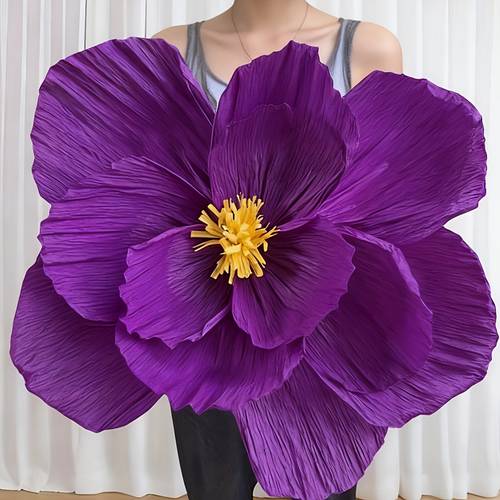 two 20 inch large artificial purple paper flowers realistic faux flowers suitable for home decor wedding decorations birthday parties anniversary celebrations ideal for bridal gift events and decorations for holidays like christmas