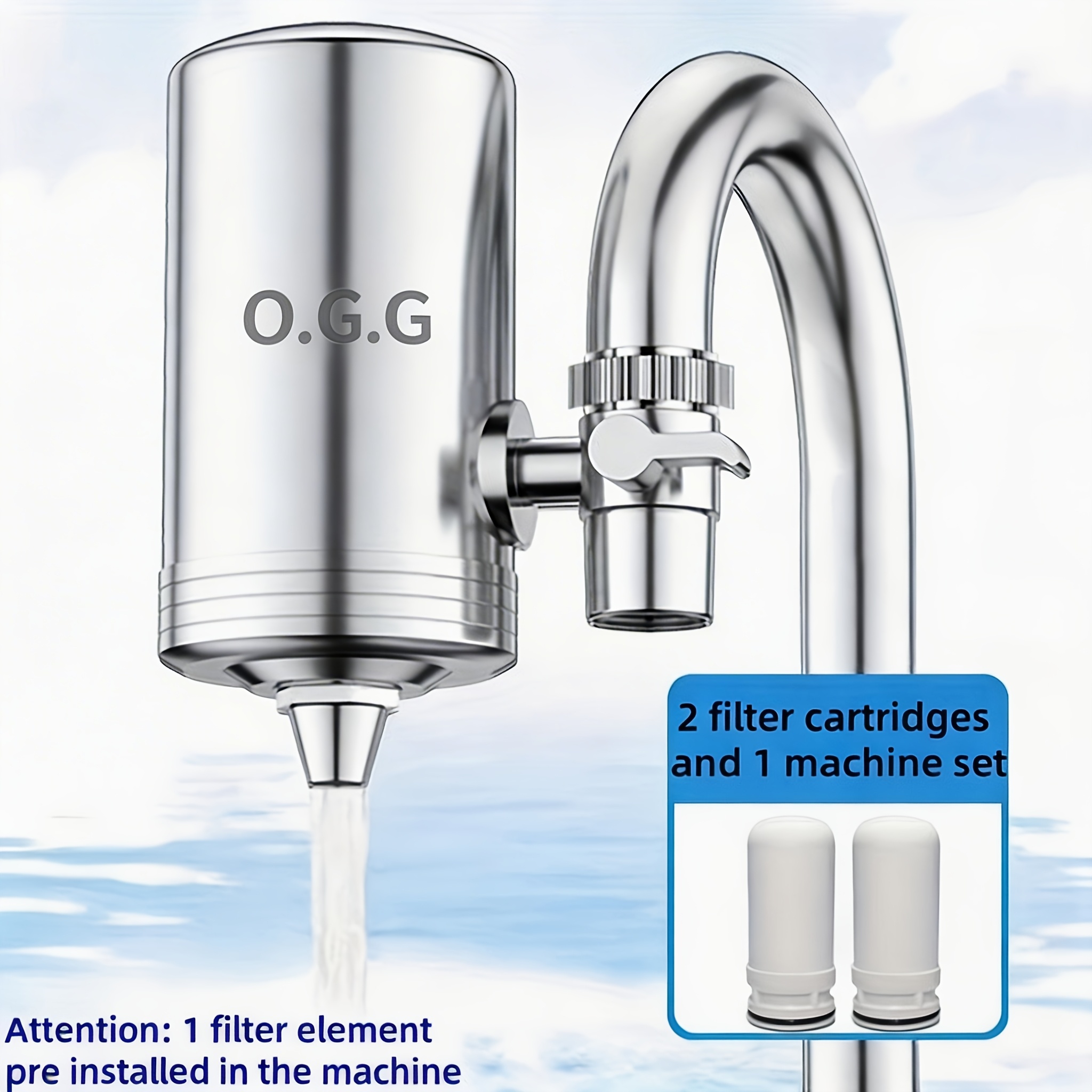 Faucet Water Purifier Household Filter, Material, With 2 Filter Elements, With Multi-functional Interface And Installation Additions, Filter Tap Water