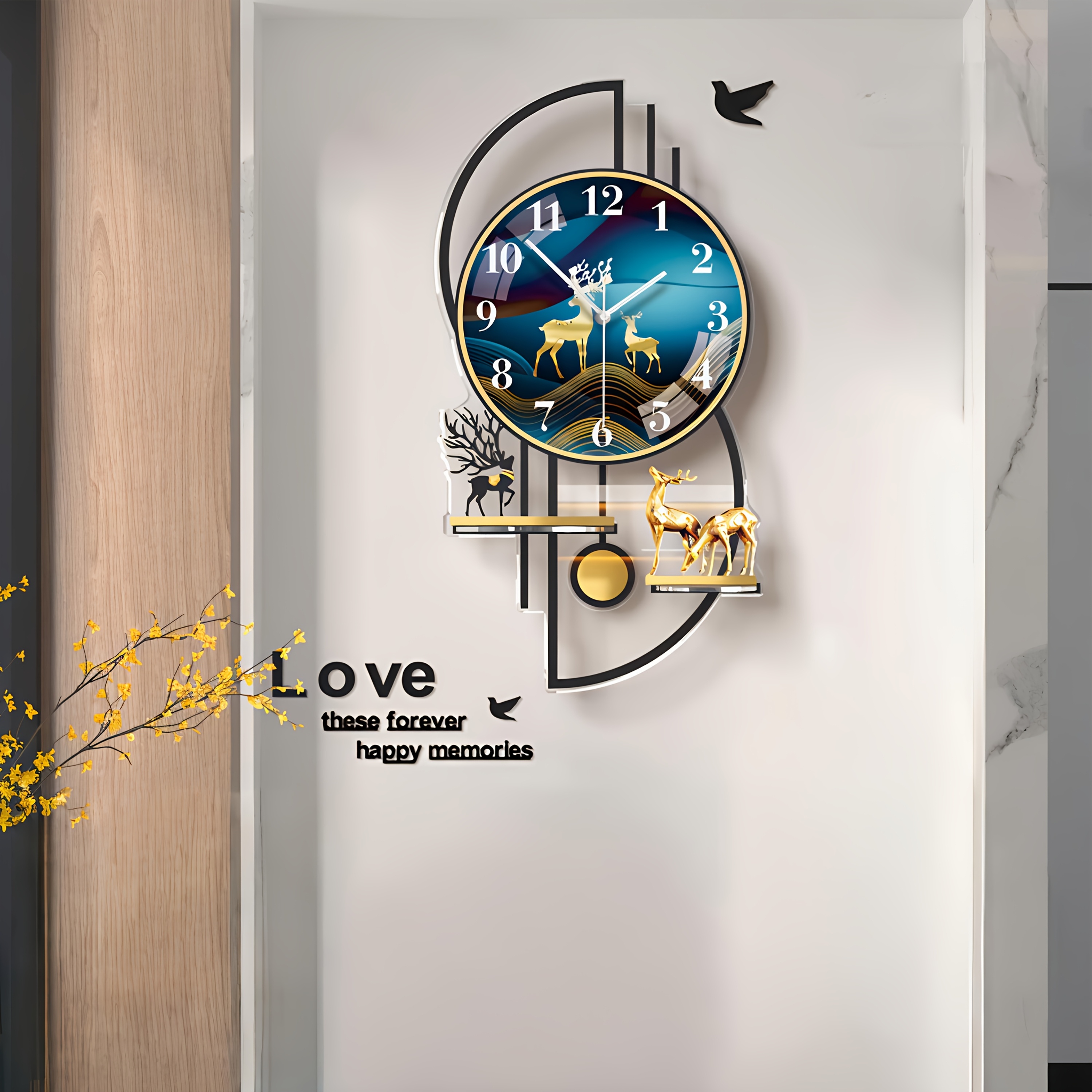 

Large Silent Wall Clocks, Modern, Battery Operated, Non-ticking For Bedroom Office Kitchen Home Metal Glass Decoration, Quartz Wall Watch For Indoor House, Living Room Decor