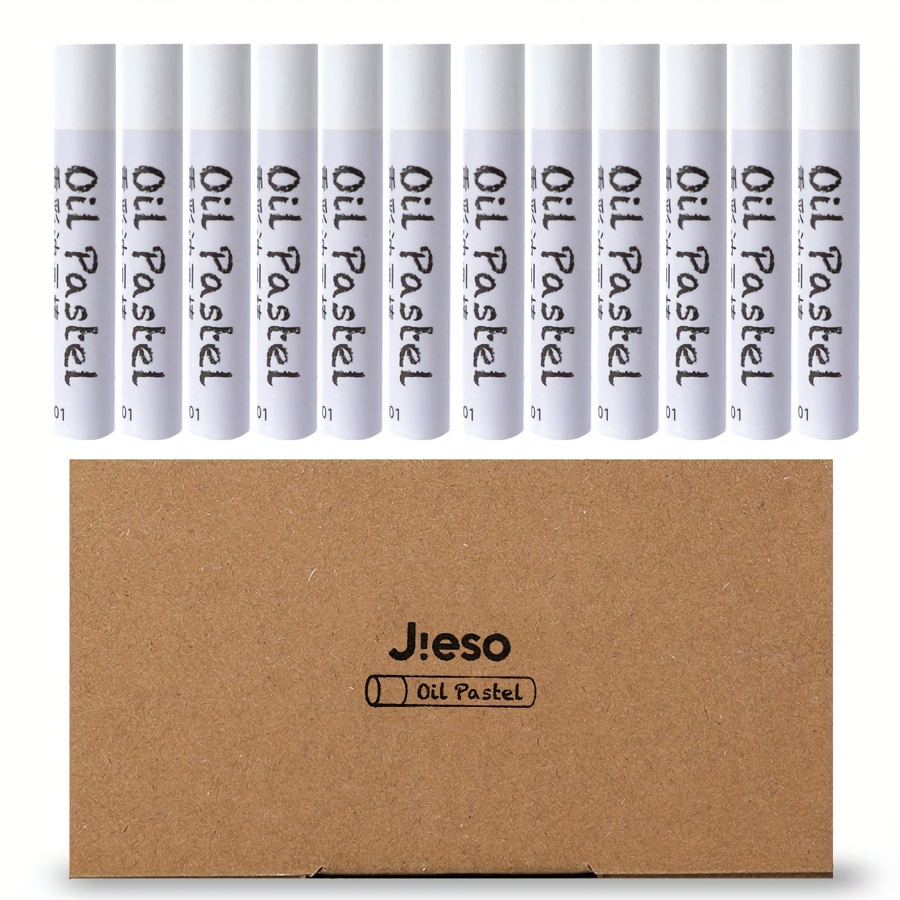 

Jieso 12pcs Monochrome Crayon Oil Painting Stick Bright Cream Color, Jieso