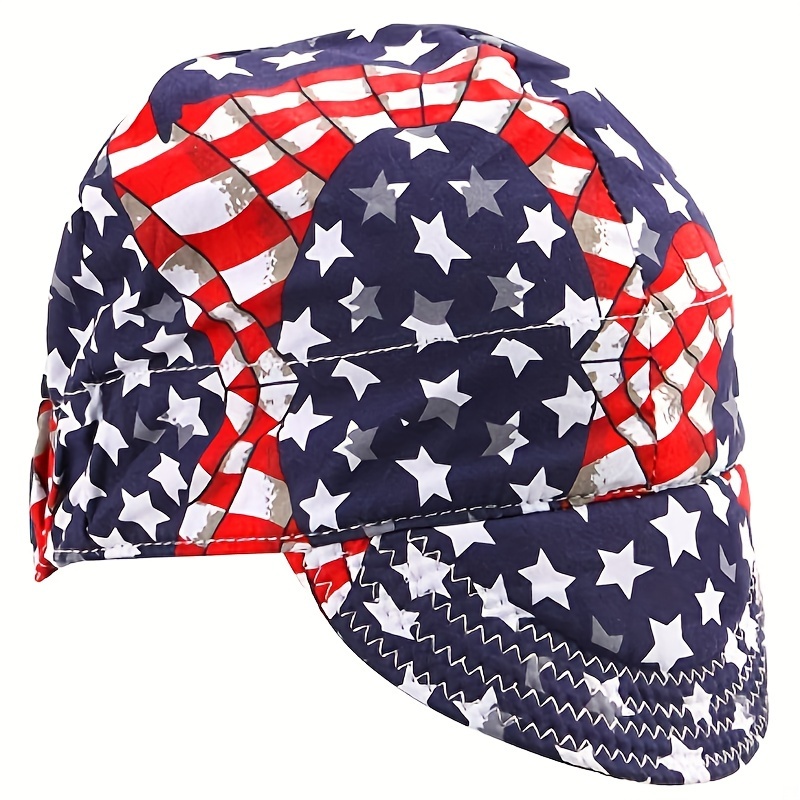 

American Flag Welding Cap With Flame Resistant Mesh Liner - Elastic Low Crown, Fits Most Helmets, Ideal For Welders & Electricians