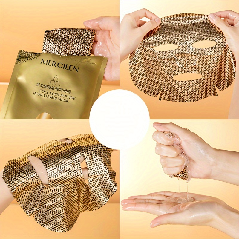 5pcs Golden Collagen Peptide Mask with Hyaluronic Acid