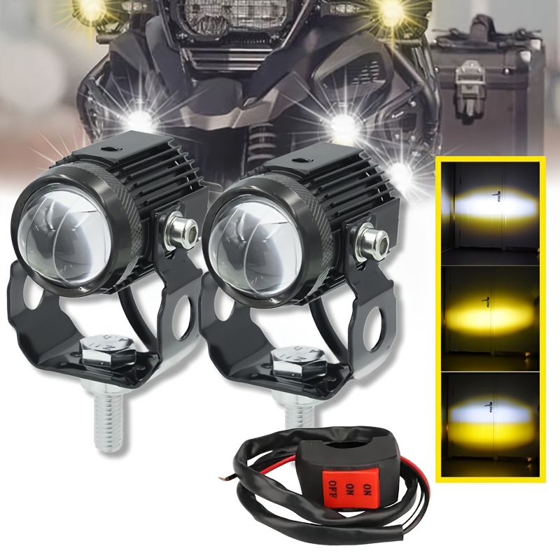 TEMU Spotlight Motorcycle Led Headlight Conversion Kit With Dual-beam Lens, Aluminum Housing, External High/low Beam