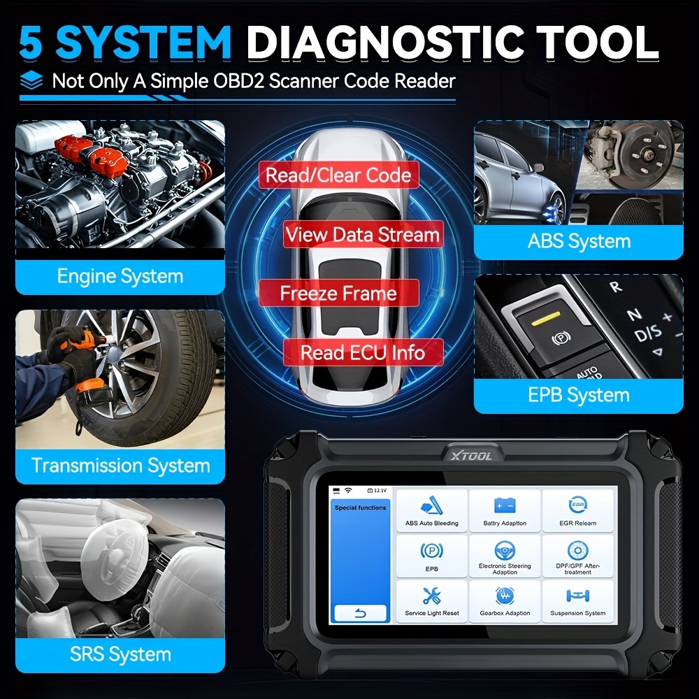 XTOOL D5S 2026 OBD2 Diagnostic Tool | Engine/Abs/Srs/Transmission Analysis, FCA/CAN FD, 16+ Resets (Epb/Oil/Sas/Epb/Dpf), ABS Bleeding, Battery Matching & Free Lifetime Wi-Fi Updates