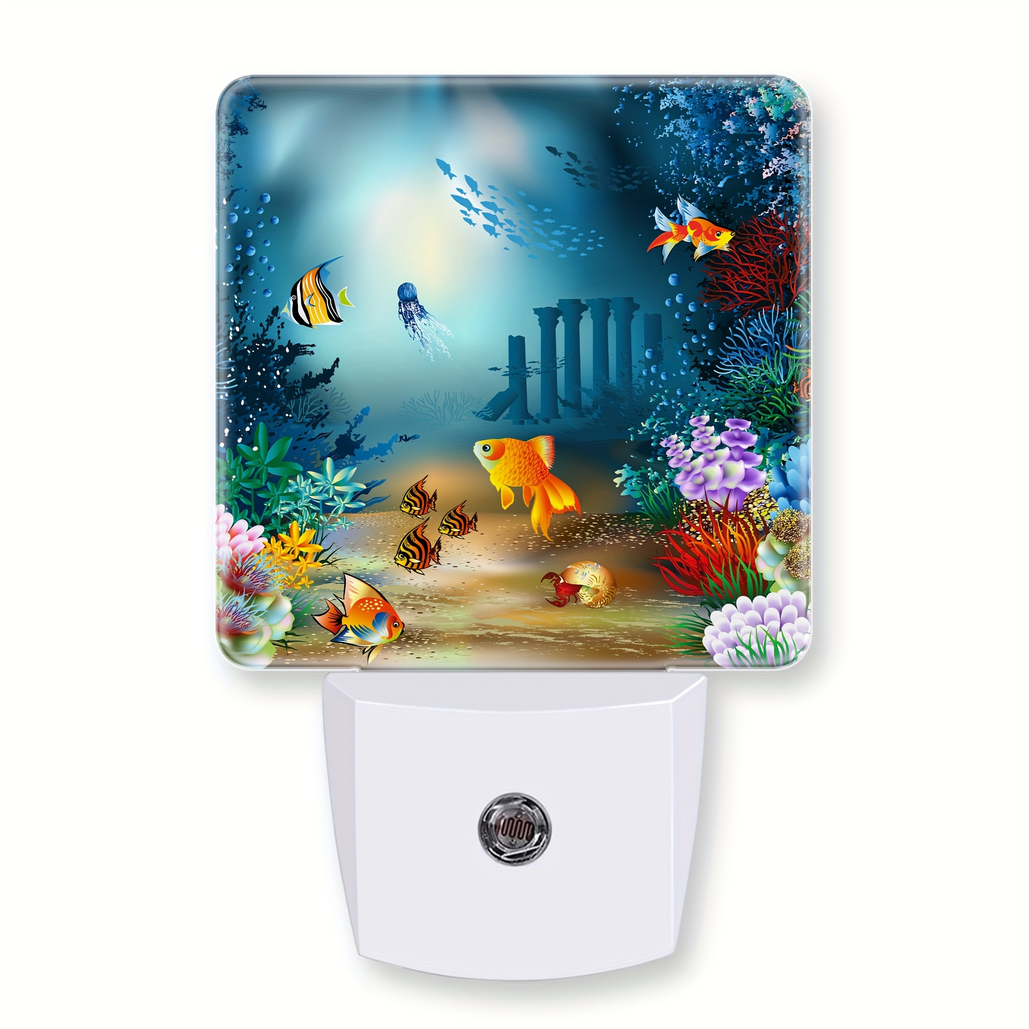 

Night Light Plug Into Wall Underwater World Of Fish And Plants Night Light With Dusk To Dawn Sensor Night Light For Women Men Room Decor, Hallway, Kitchen, Bathroom, Stairs