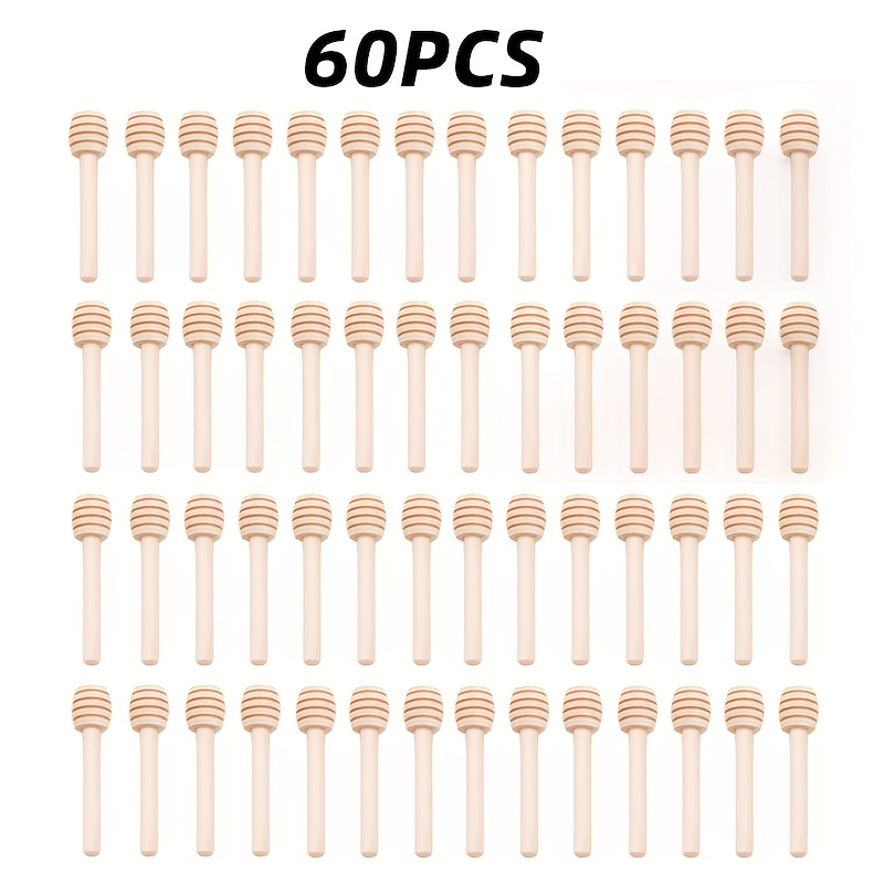 TEMU 20/40/60pièces Mini Barre de Mélange À - Cuillères En Bois Avec Manche Ergonomique Pour Mélanger, Verser Et Mélanger Le Miel - Outils de Cuisine