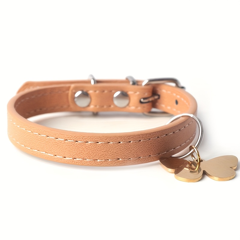 TEMU Black Pet Collars And Bells, Customizable Pet Collars And 's Contact Information, Soft And Comfortable Pu Leather Puppy Collars With Adjustable