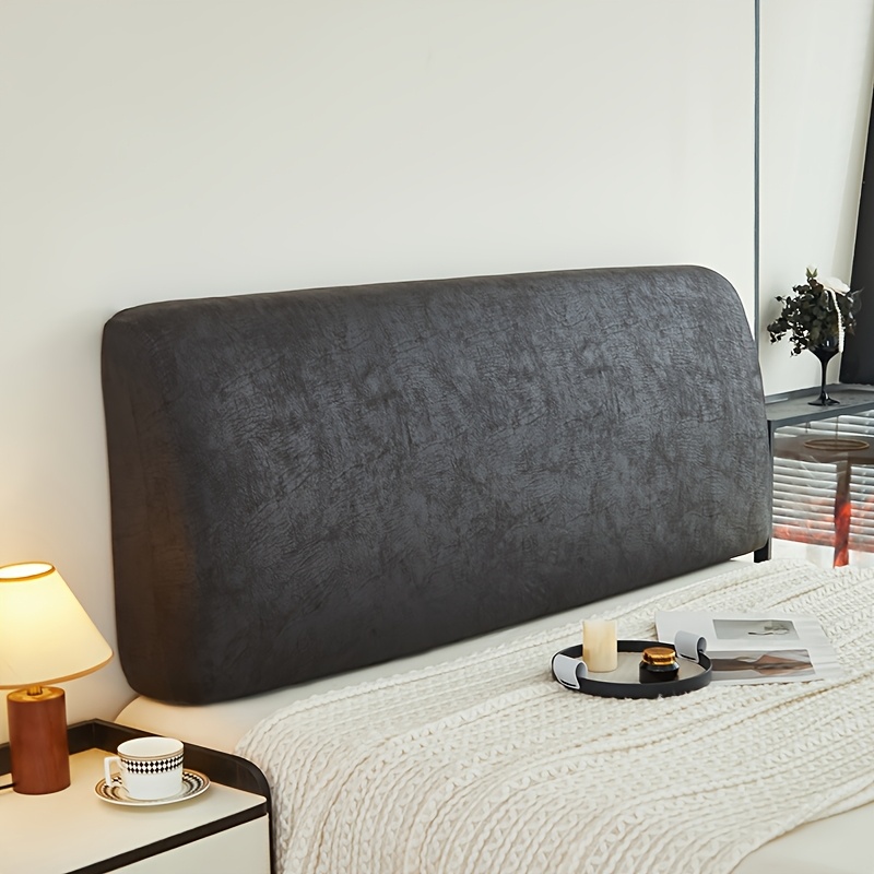 Image of 1pc Modern Nano-tech Fabric Headboard Cover, Easy To Clean - Dark Gray, Burgundy, Beige, Brown - Fits , Machine Washable - Perfect For Any Bedroom Decor