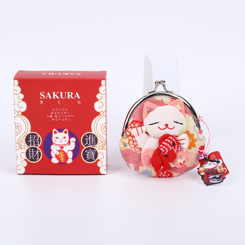 TEMU Fashionable And Cute Handmade Japanese Cat Coin Purse For Women, Perfect As A Birthday Gift