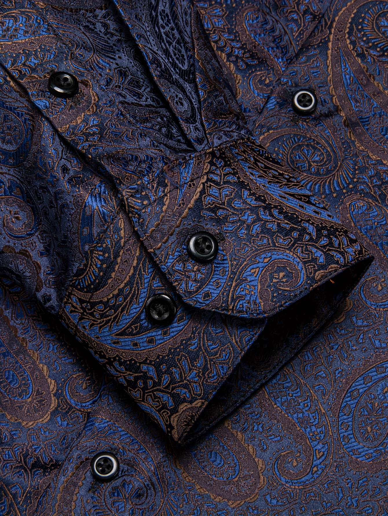 big tall mens brown blue jacquard dress shirt premium long - Temu