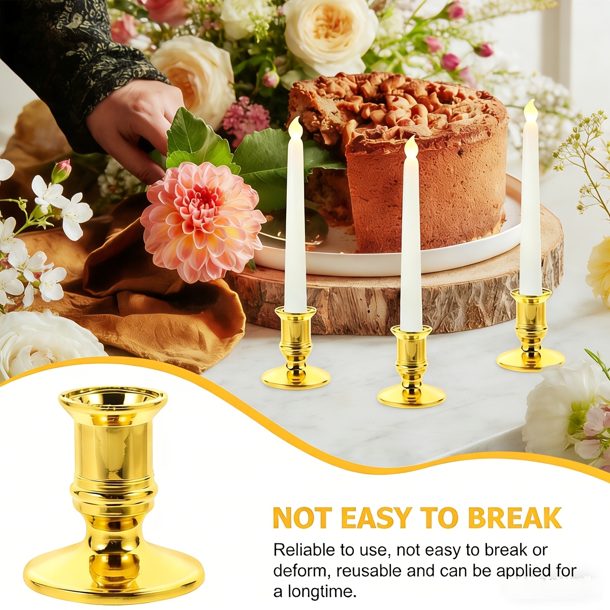 24-Pack Plastic Taper Candle Holders for Flameless Candles