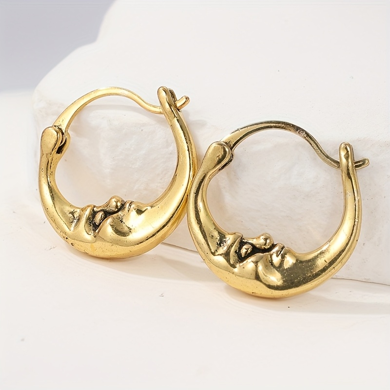 Image of Vintage Copper Face Earrings, Drop & Dangle Design, Daily Wear Fashion Jewelry For