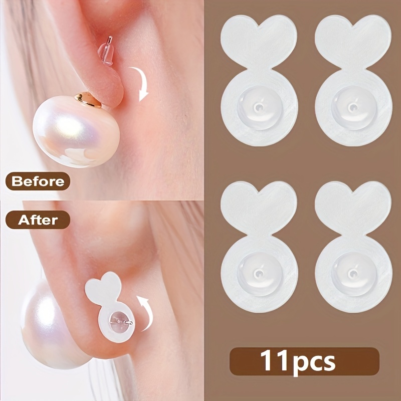 Image of 11pcs Silicone Earring Backs For Heavy Earrings - Support Pads To Prevent Dropping , Anti-slip Earring Lifters For Studs, Making Supplies, Comfortable Earring Supports - Art Crafts Sewing Accessories