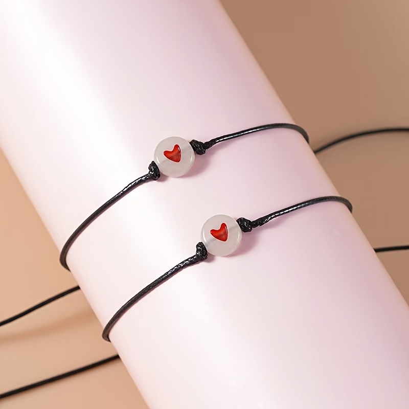 TEMU Set van 2/7 stuks Eenvoudige Lichtgevende Hartarmband, Twee-pack Hartkoordarmband voor Vriendschap en Koppels