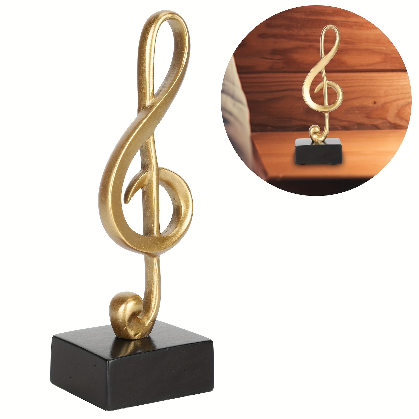 

Music Note Statue, Note Decorations Resin Craft, Figurine Music Ornaments Music Note Figurine With Wide Statue 2..9 X 6.8in, Desktop Art Decor For Room Bedroom Tv Cabinet Gifts Souvenirs, Golden