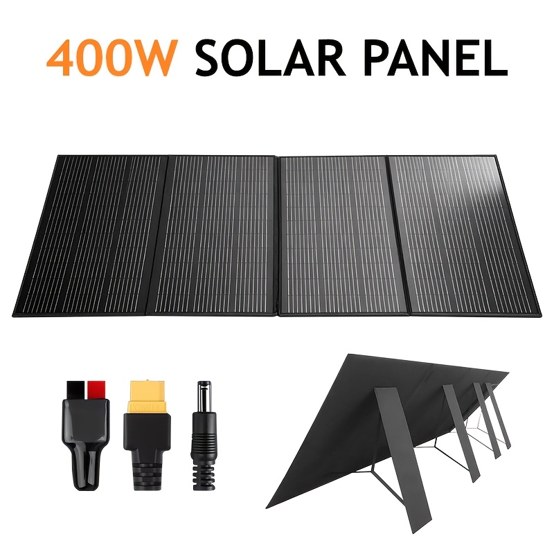 Latest 400w Portable Folding Solar Panel Kit | Upgraded Monocrystalline Solar Panel, Up To 23.5%, Lightweight And , Compatible With Camping, Courtyards, Rvs, Boats, Off-grid Systems, Power Devices
