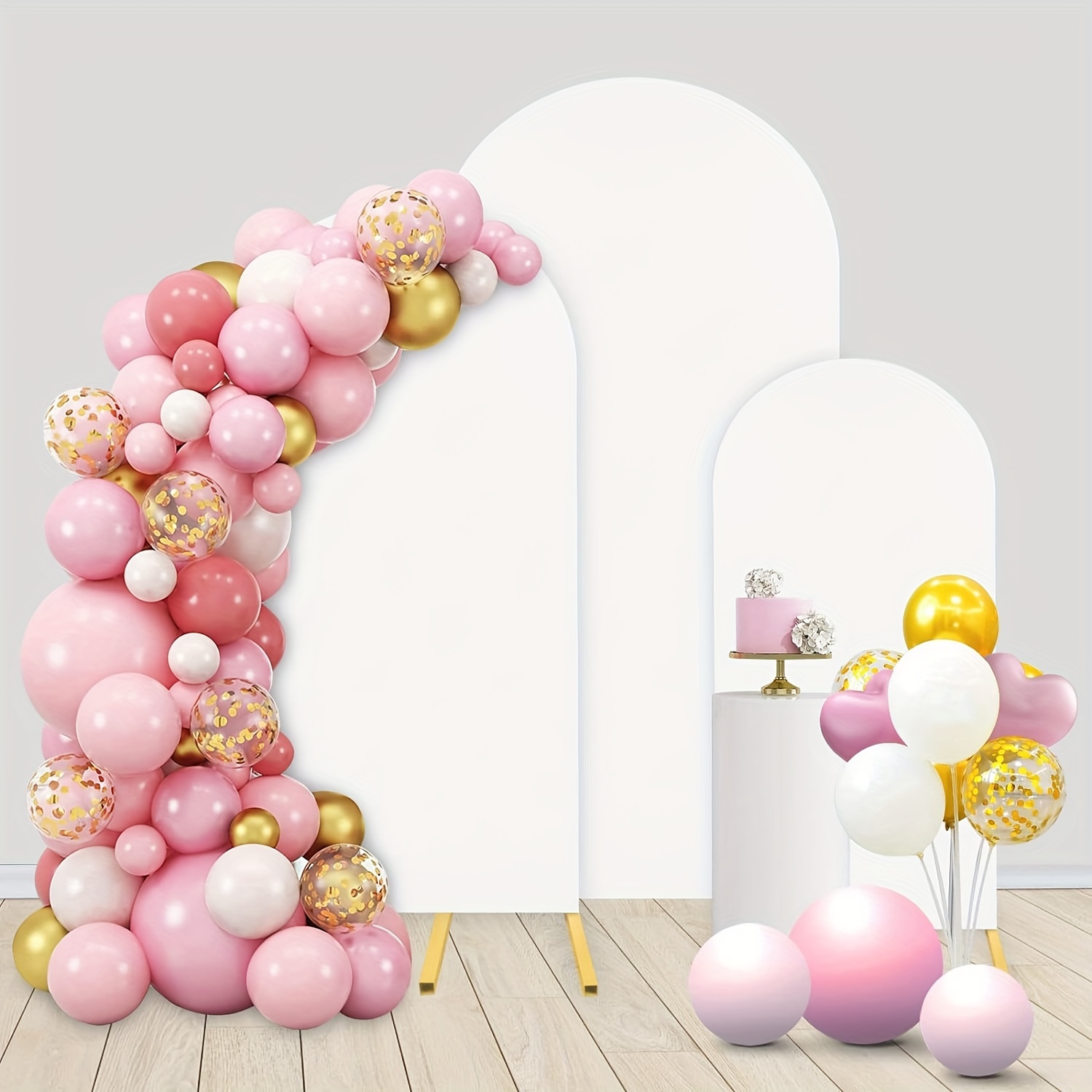 

3 Piece Wedding Arch 6ft, 6.6ft, 7.2ft White, Cover Spandex Fitted Wedding Arch Stand Cover Round Top Chiara Arch Backdrop Cover For Wedding Birthday Party Ceremony Banquet Decoration