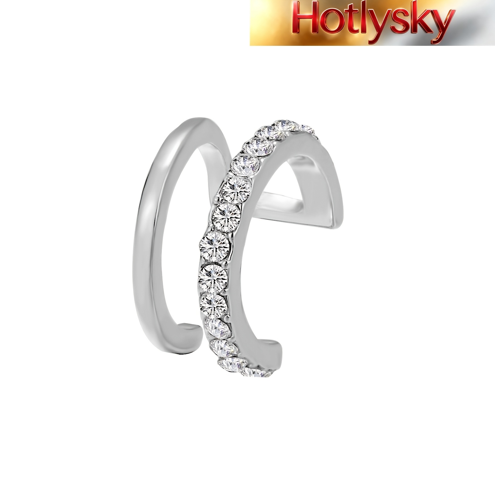 TEMU 1 pieza de de oreja y completo de moda para mujer, de clip elegante, unisex, acero inoxidable 316L con circonita sintética, diseño de capa en U,
