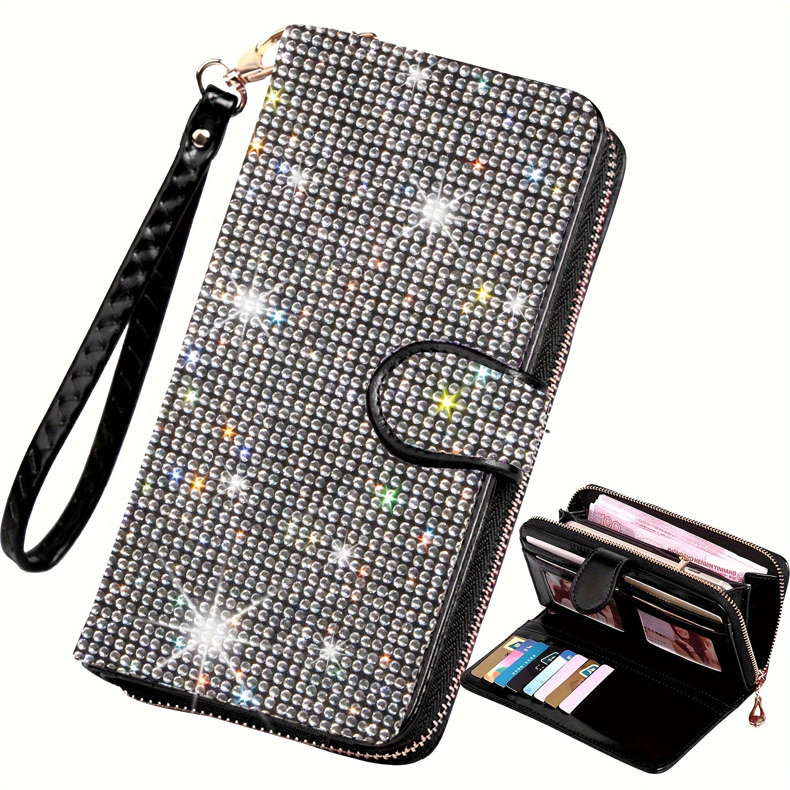 Image of Lifutopia Bling Rhinestone Womens Wallet Wristlet Clutch Purse Credit Card Holder Large Capacity