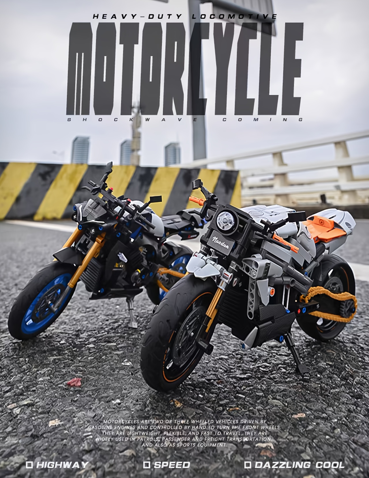 1120pcs motorcycle series new wheel drive dynamic trendy modern