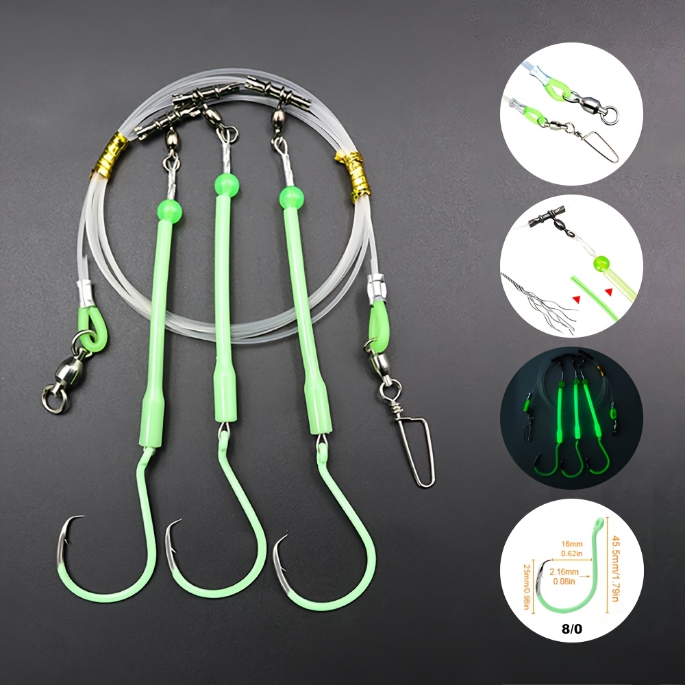 E-shop Deep Drop Angelgerät 8/0# 10/0# Bunte Kreishaken mit Leuchtende Hose, Angelhaken aus Kohlenstoffstahl