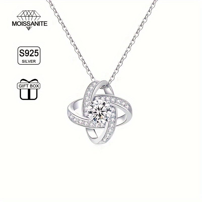 

Collier Pendentif à Feuilles en Moissanite Argent Sterling 925 Élégant - Plaqué Or Blanc, Bijoux pour , les Fêtes et les Spéciales, Boîte Cadeau Incluse