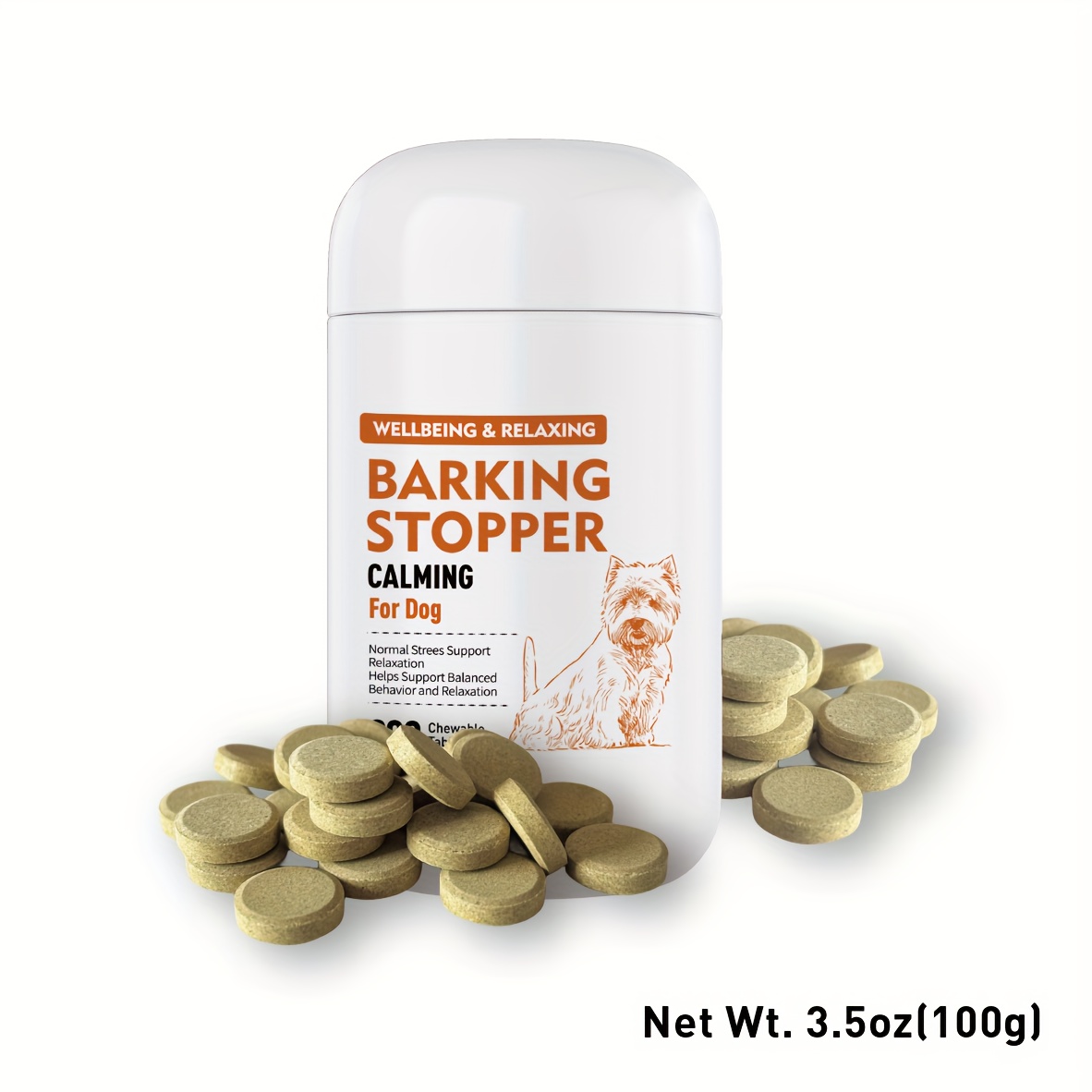 TEMU 200 Tabs, Calming Chews For Dogs, Barking Stopper, Dog Anxiety, Dog Calming Chewable Tablets, With Thunder, Fireworks, Chewing & Barking, Separation, Barking