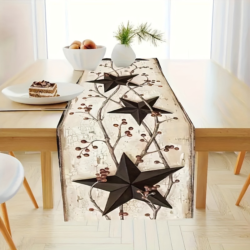 

Elegant Polyester Table Runner With Branches And - Woven Rectangular Table Decor For Home, Festivals, Dining, And Parties - Fade Resistant And Machine Washable - Jit 1pc