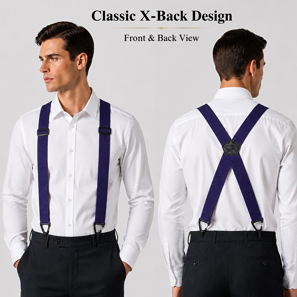 TEMU 1.5-inch Wide Men's Heavy-duty X-shaped Support Waist Belt With Adjustable Length Triangular Anti-slip - Suitable For Work Trousers, Outdoor
