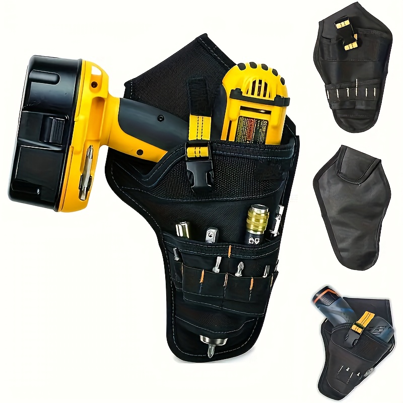 

Heavy-duty Nylon Drill Holster With Multiple Tool Loops - Angled Design For Even Belt Weight Distribution, Black