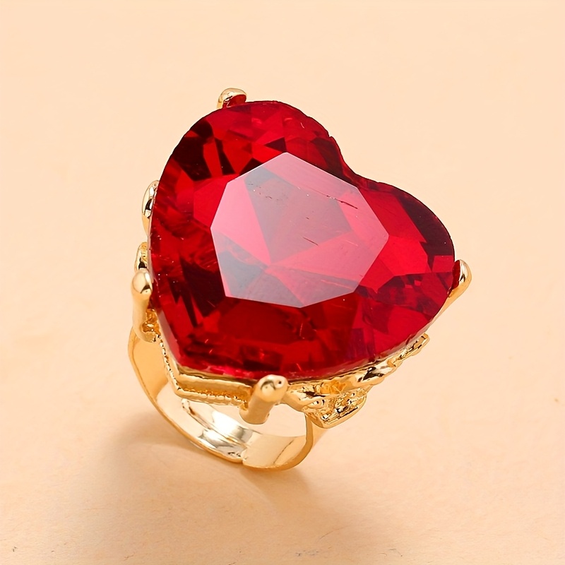 TEMU A Women's Fashion Statement Ring With A Creative Heart-textured Design, Adjustable Open-end Style, Available In Multiple Colors, Daily Wear,