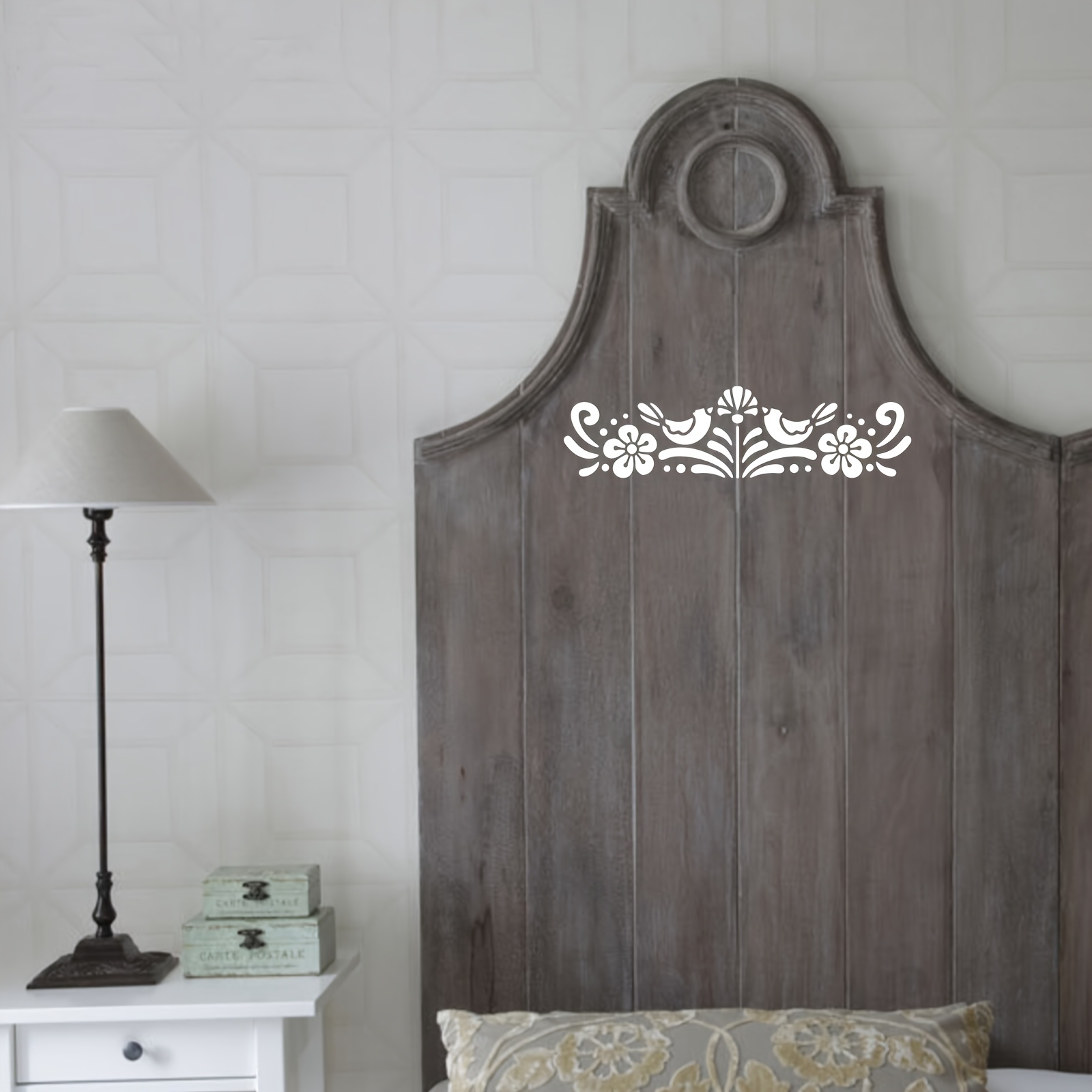 Talavera Mexican Pottery 13Pcs Corner Border Stencils Flower Stencil Crafts For Painting On Wall, Reusable Floral Wall Stencils For Wood, Talavera Stencil Wood Folk Art Stencils For Painting