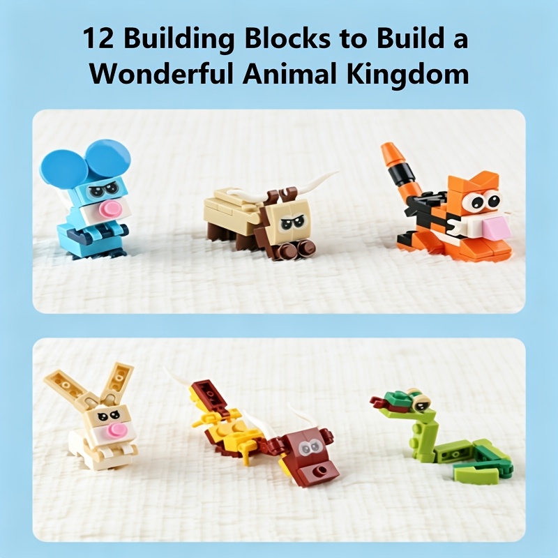 Cute Animal Building Blocks for Kids, DIY Interlocking Models