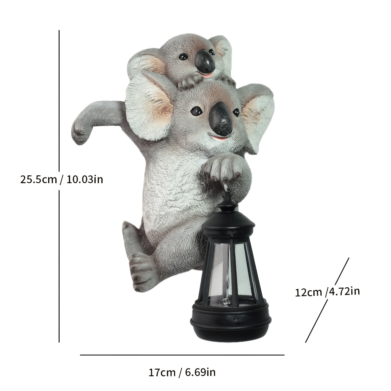 TEMU 1pc Solar Resin Climbing Koala Statue Light, Solar Powered Animal Sculpture Lamp, Fence Hanging Ambient Night Light, Outdoor Villa Corridor
