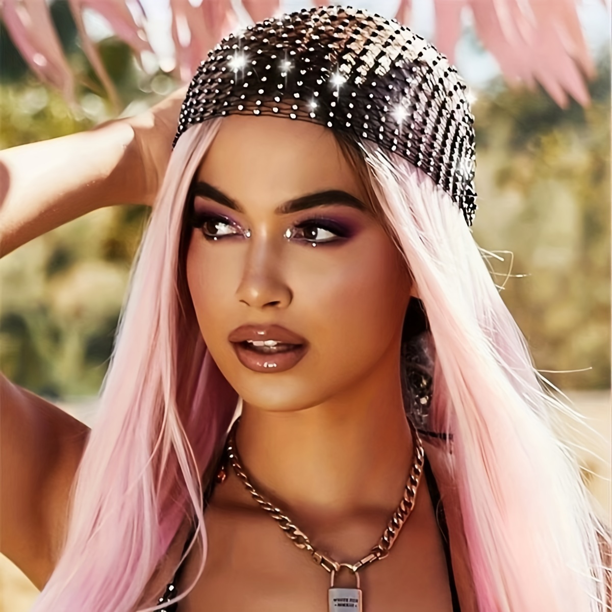 fishnet headband in black y2k - Temu fishnet headband in black y2k - Temu