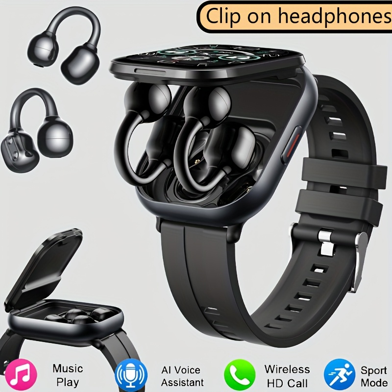 Assistant High-definition Touch Screen 2-in-1 Wireless Earphones Smartwatch, Multifunctional Sedentary Reminder, Music Control, Remote Camera Control, Exercise Recording (steps, Distance, )