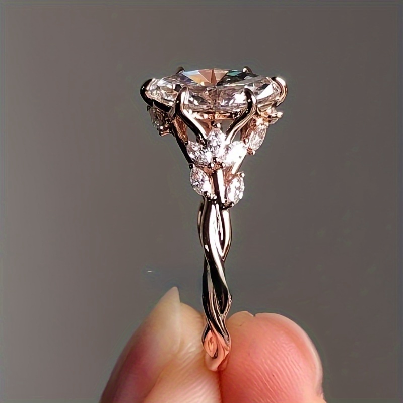 Twist Shank Engagement Ring with Synthetic Cubic Zirconia