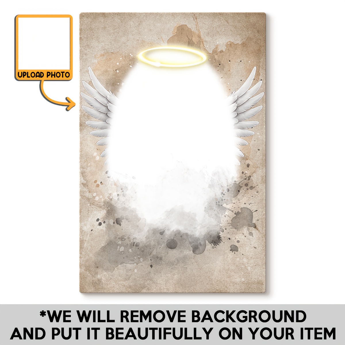 Image of 2d Flat, 2d Flat Personalized Pet Memorial Canvas-custom Dog Portrait With Wings & Halo - Pet Loss Sympathy Gift, Custom Name & Photo -pet Memorial Art Picture For Home Decor,perfect For Room Decor